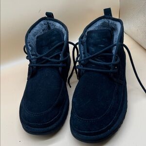 UGG NEUMEL MOC CHUKKA BOOT BLACK SUEDE SHEEP WOOL LINED MEN US 14